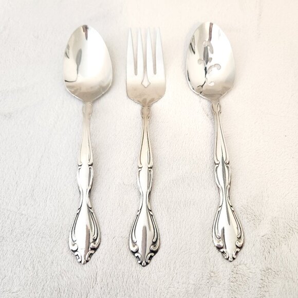 Oneida Community Satin Cantata Stainless Glossy 3 Piece Hostess Serving Set - Picture 1 of 5